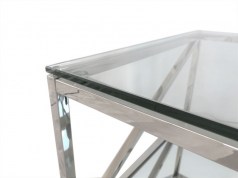 Ława salonowa CROSS  2 120x60 cm stal szlachetna / szkło transparentne